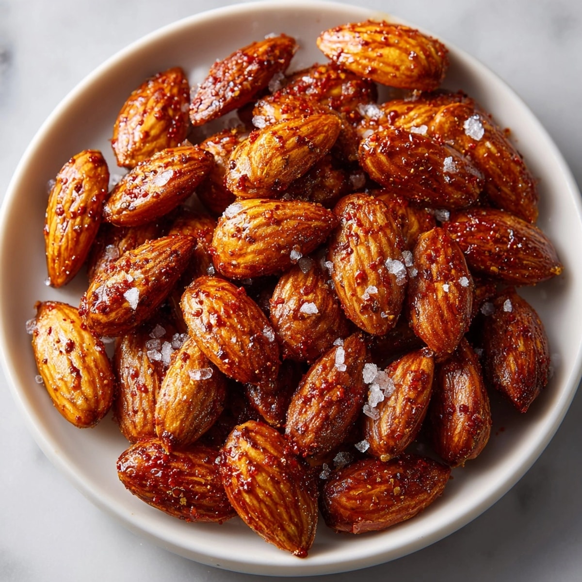 Smoky paprika roasted almonds, warm and fragrant, fresh from the oven, ready to serve.