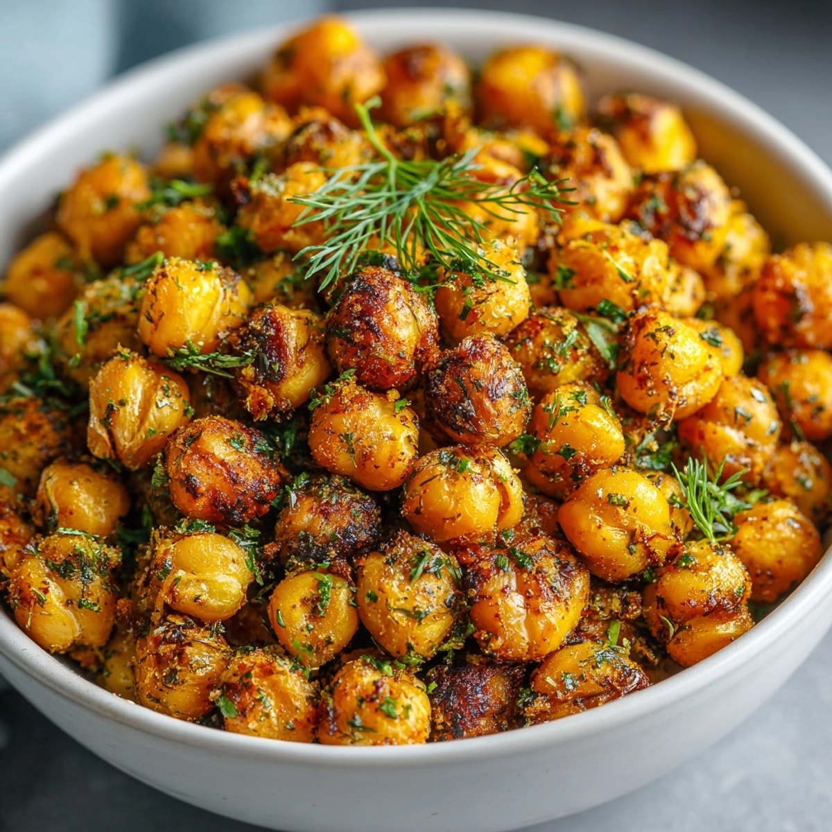 Imagine crunchy, flavorful Crispy Ranch Chickpea Snackers tossed in zesty ranch, a satisfying bite.