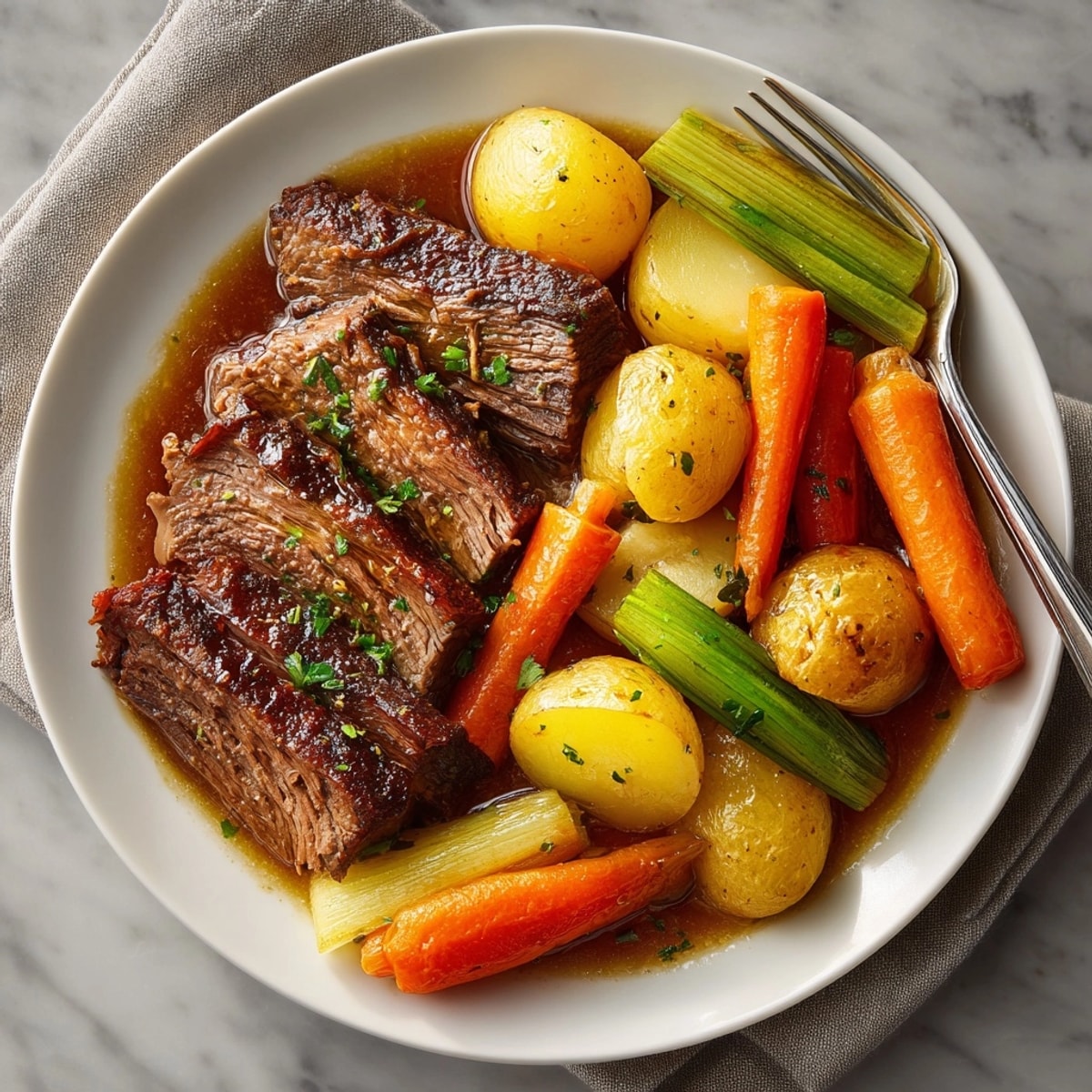 Warm, flavorful pot roast recipe: slow cooker creates a hearty, comforting U.S. classic.