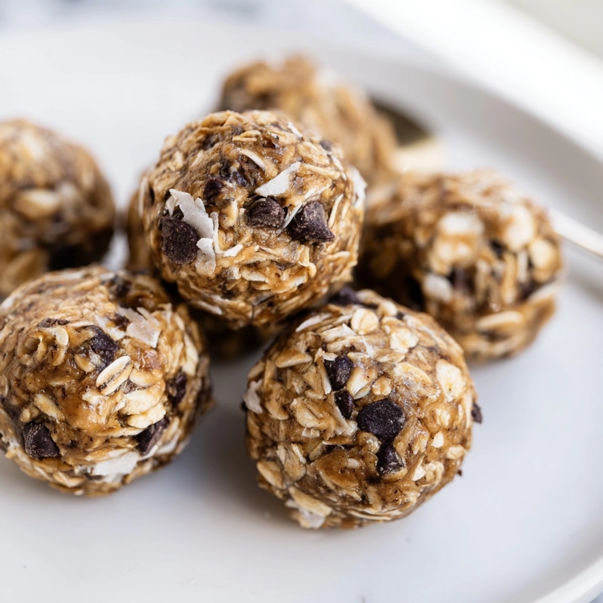 Energy balls: A batch of homemade oat and peanut butter snacks ready to eat.