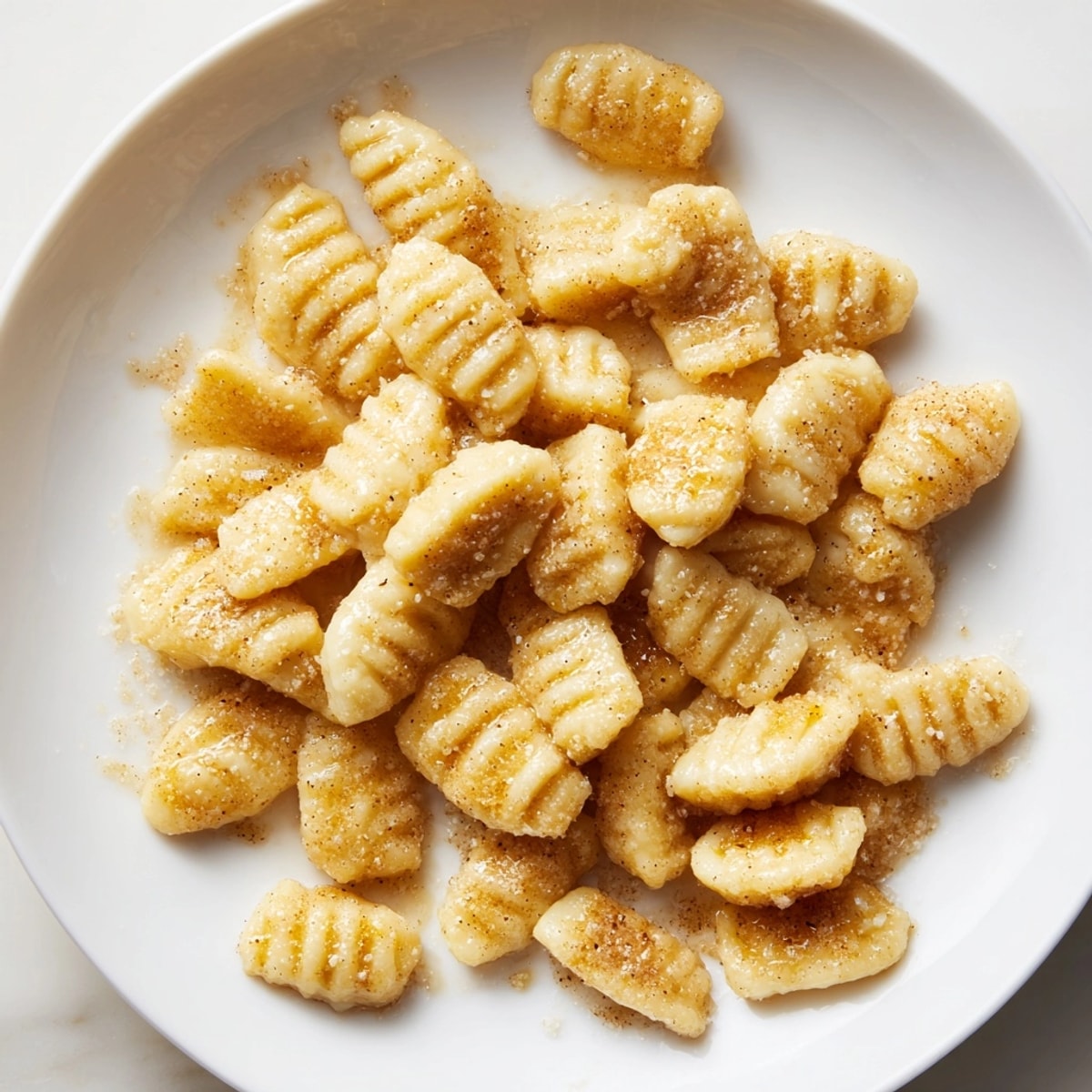 Close-up of warm, cinnamon-dusted Cinnamon Sugar Ricotta Gnocchi, ready to enjoy!