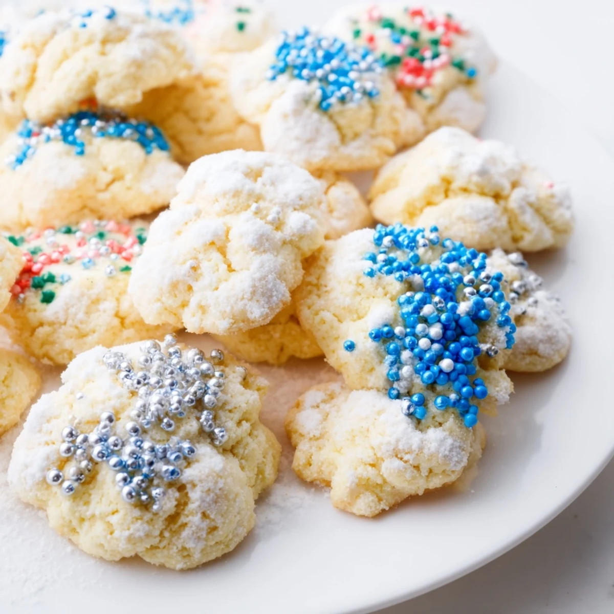 Golden-baked festive Hanukkah puffed Christmas cookies, dusted for a joyful celebration treat.