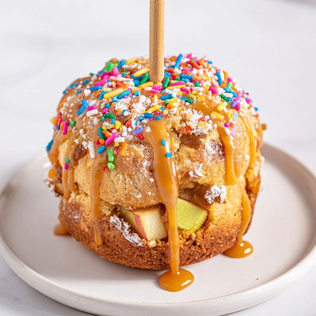Bite-sized Caramel Apple Cinnamon Birthday Biscuit Muffin Pops, perfect for sweet celebrations.