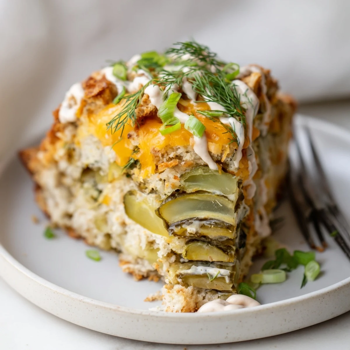 Golden-brown biscuit bars featuring crispy pretzel crust and zesty dill pickle toppings.  