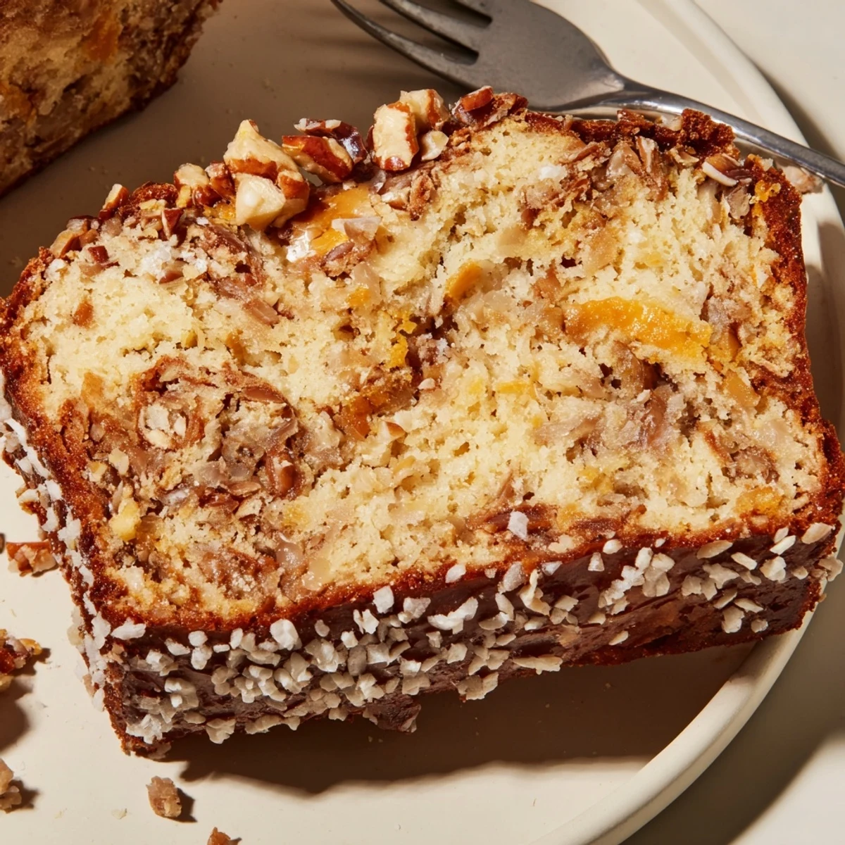 Slice of Maple Ginger Cheddar Pretzel Muffin Loaf, showcasing its cheesy, sweet interior.  