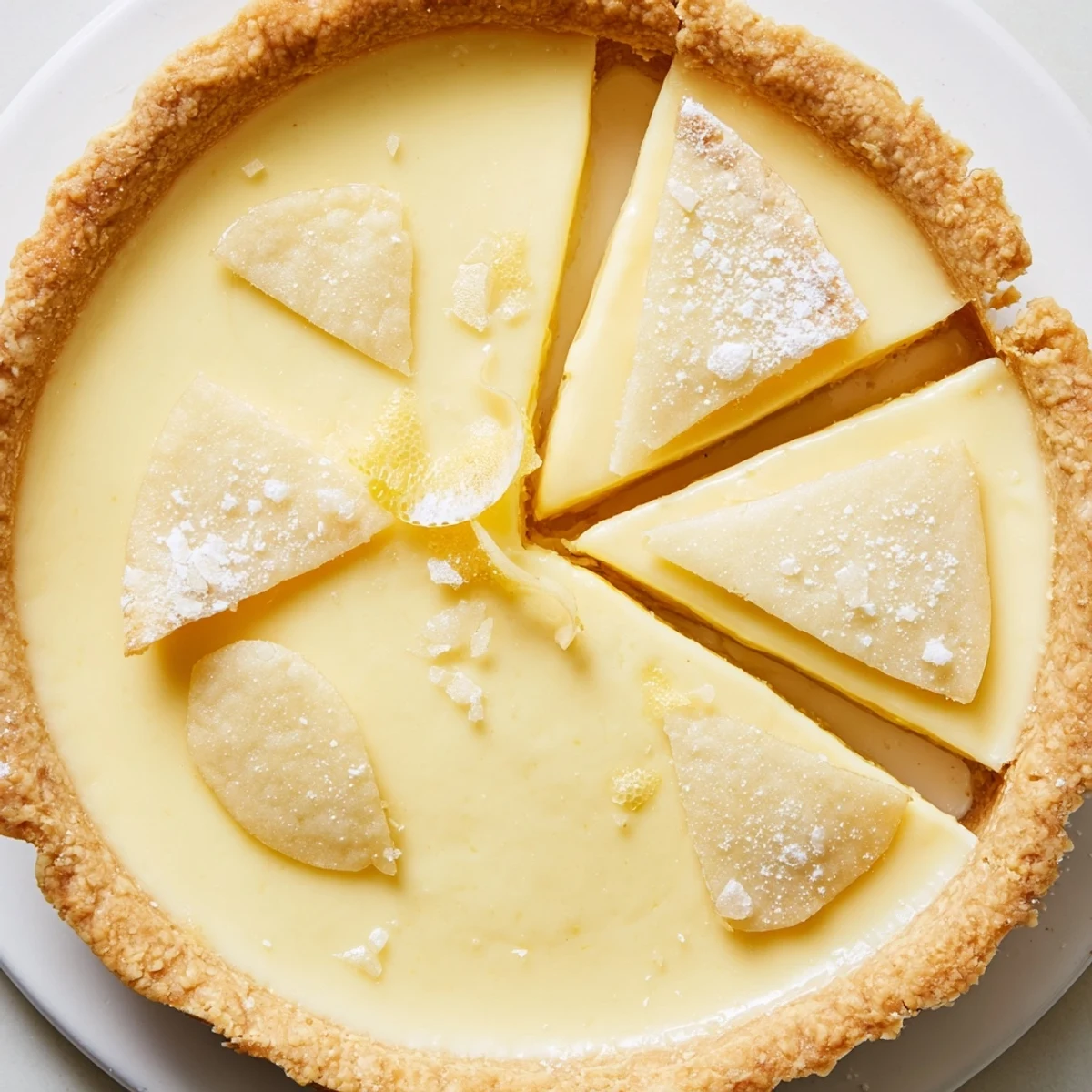 Homemade water pie cooling on a wire rack, showcasing its flaky crust and custard filling.
