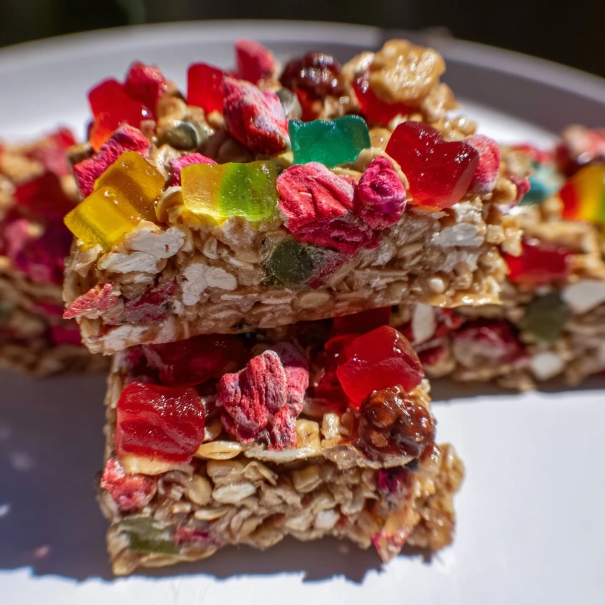 Homemade gummies and flavorful freeze-dried treats create a vibrant, chewy snack bar.  
