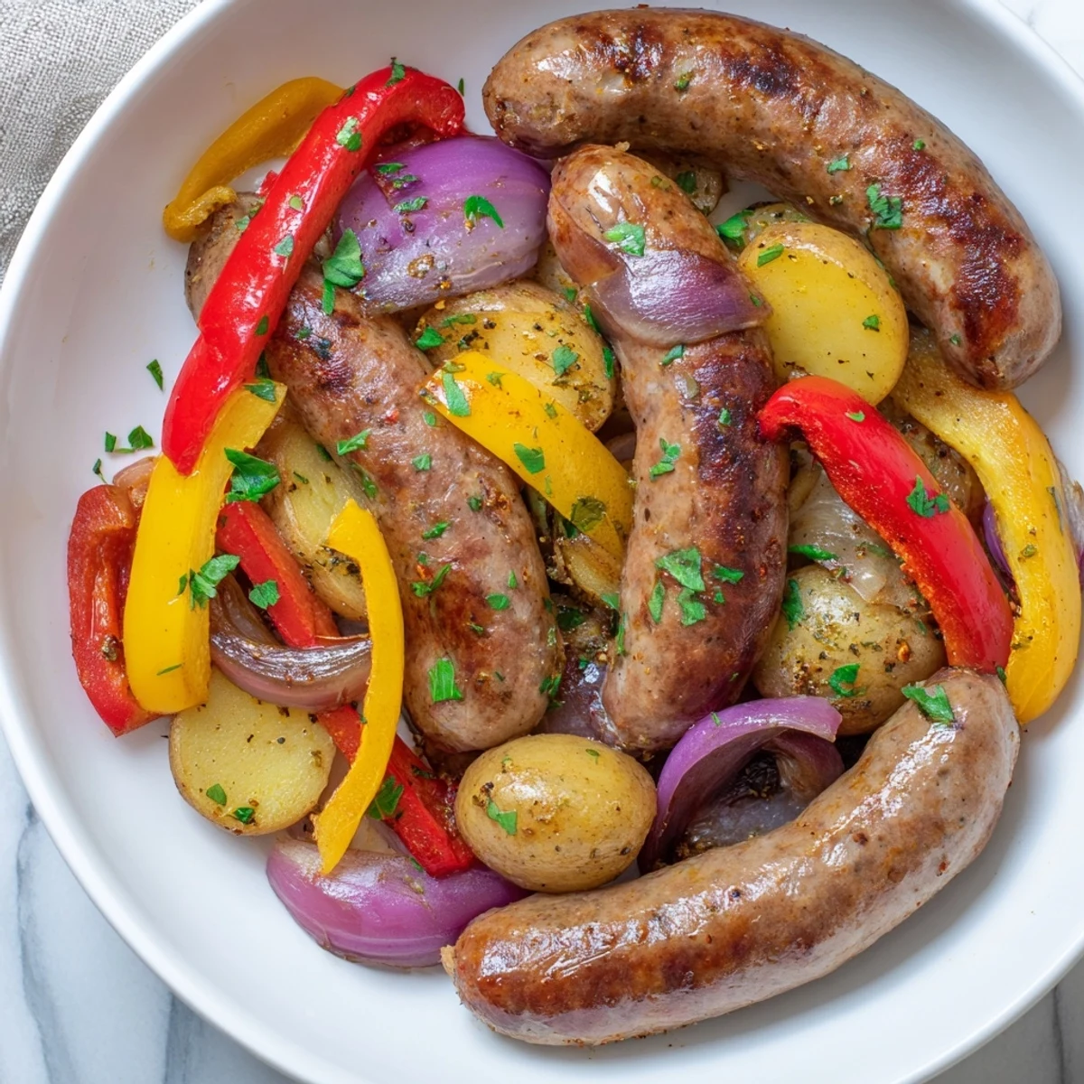 Sheet Pan Sausage Peppers Onions