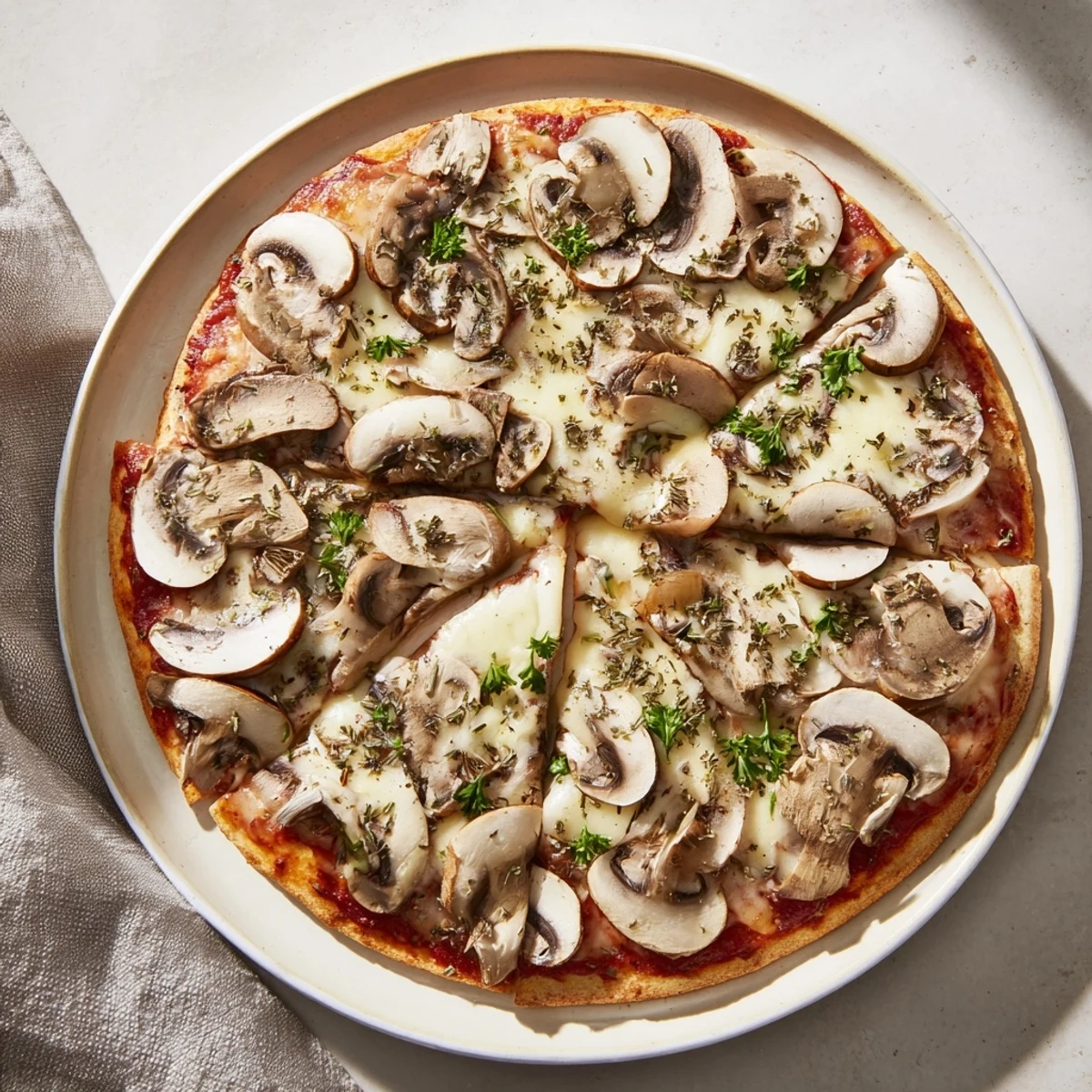 A close-up of a generously cheesy Frozen Pizza Upgrade, smelling of oregano and freshly baked goodness.