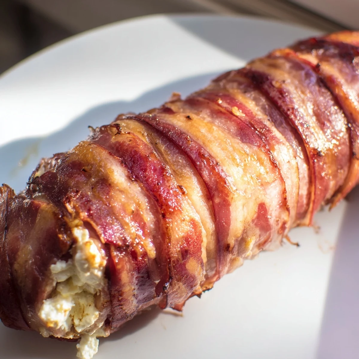 Crispy bacon-wrapped dates stuffed with creamy goat cheese, an irresistible appetizer ready to enjoy.
