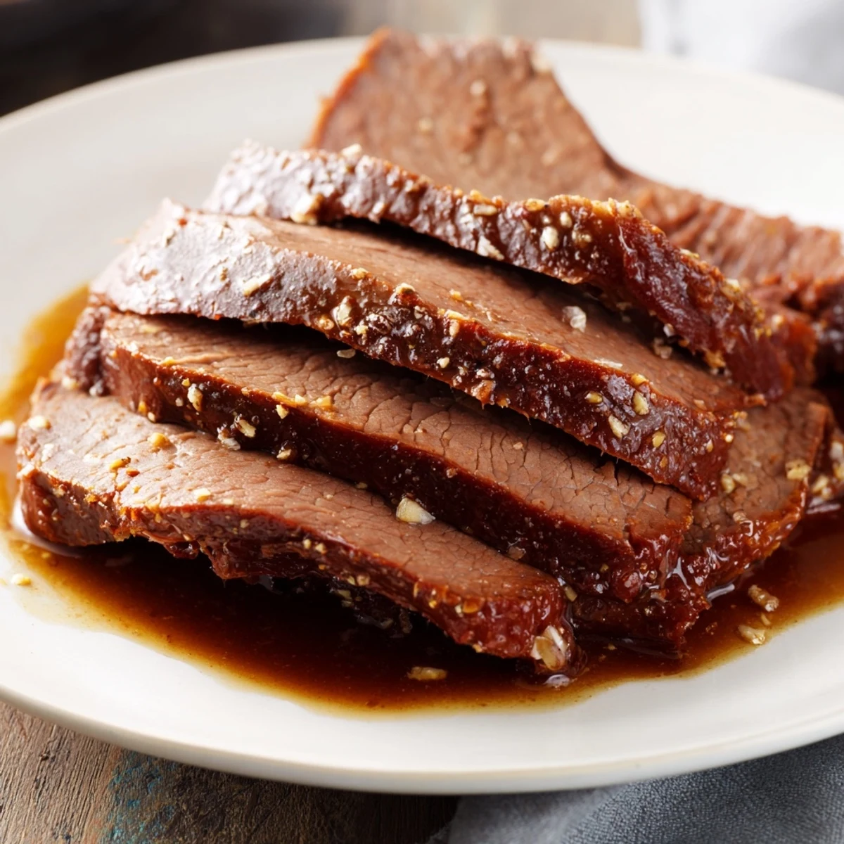 Tender Budget Holiday Chuck Roast, falling apart and ready to serve with rich, savory pan juices.