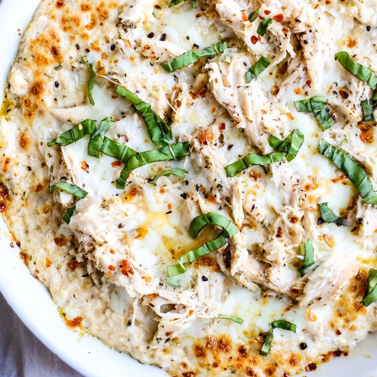 Delicious lightened Marry Me Chicken Dip, the perfect gluten-free appetizer, served with colorful veggie sticks.