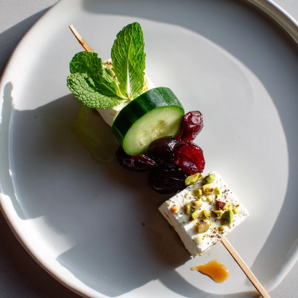 Bright, colorful skewers with feta, cranberries and cucumber: these festive Holiday Cranberry-Feta Skewers are a delicious appetizer.