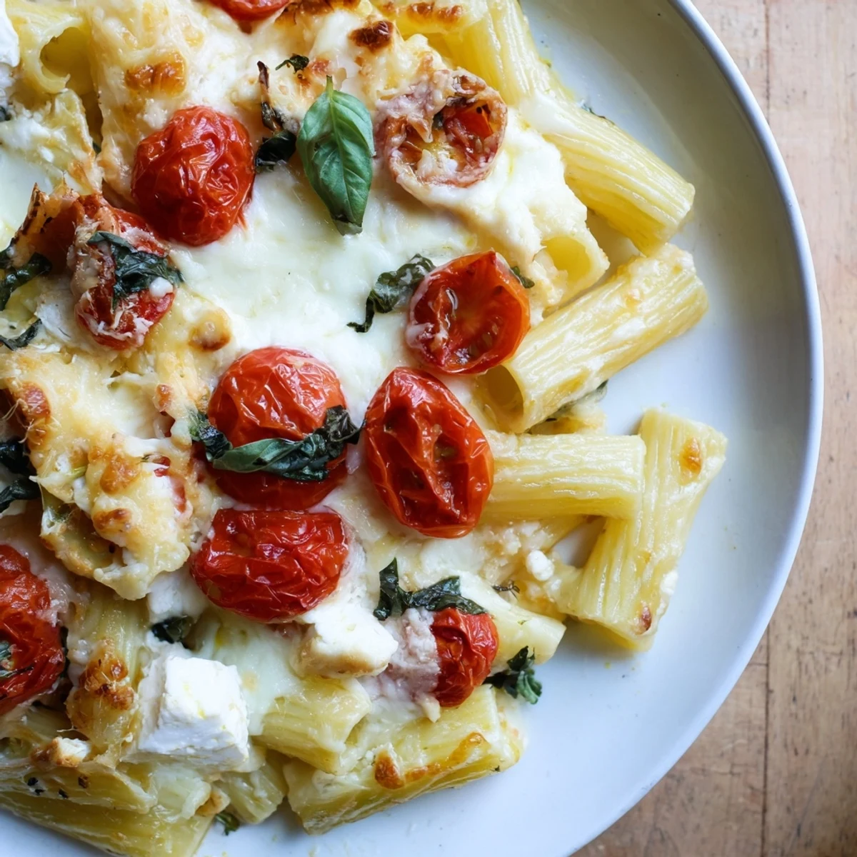 Creamy, cheesy Four-Cheese Baked Block Pasta, perfectly baked with a flavorful blend, ready to serve and enjoy.