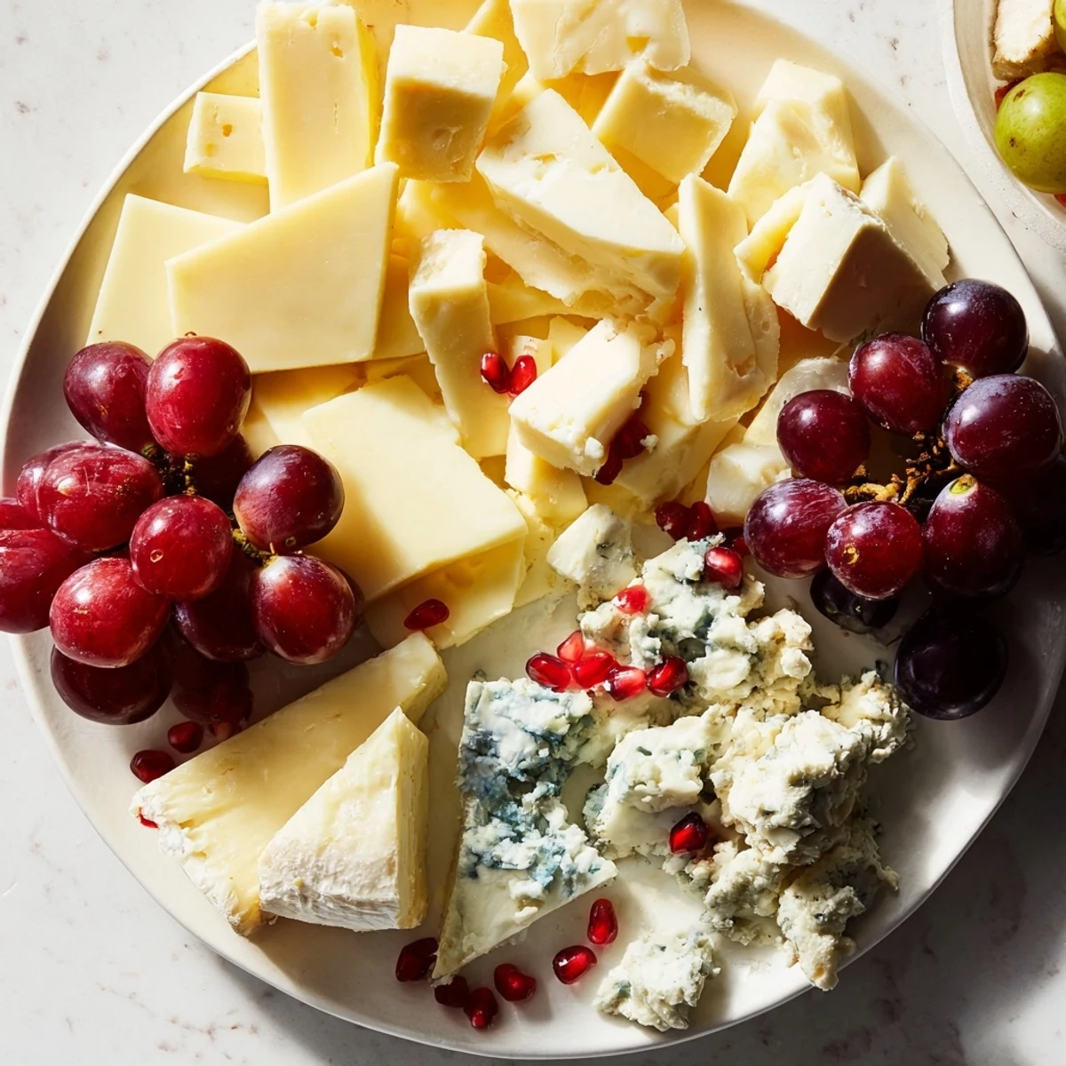 Close-up of a richly arranged Cornucopia Harvest Board, overflowing with tasty appetizer components for easy entertaining.