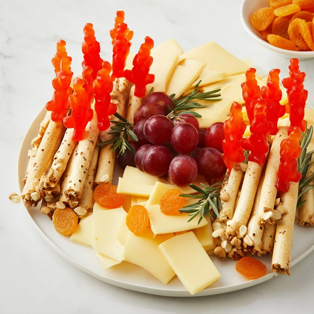 A visually appealing array: the Flickering Fire Log Snack Board, brimming with textures and flavors.