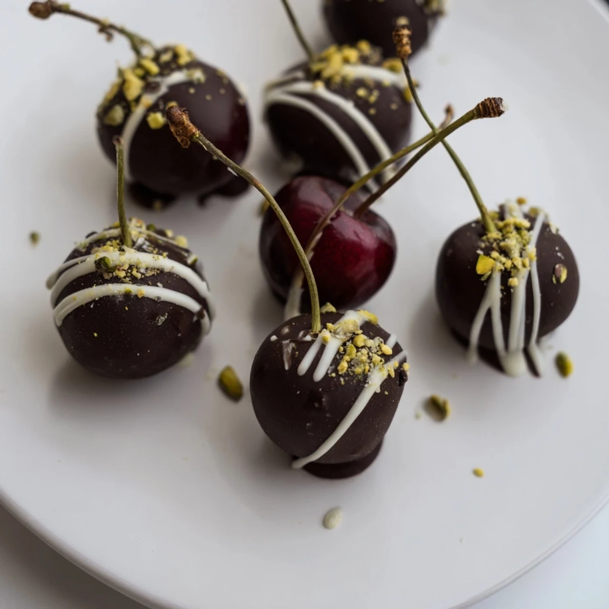 These elegant chocolate-covered cherry dessert bites show off luscious dark chocolate and fresh cherries together.