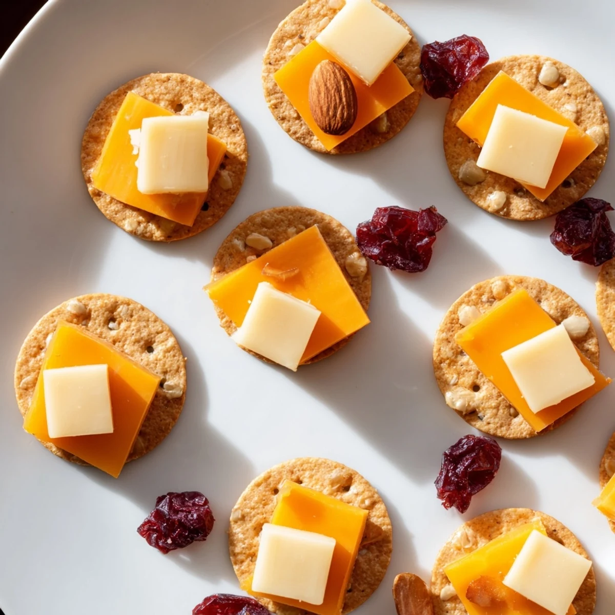 The Work From Home Desk Treat: neatly stacked cheese and crackers, perfect for desk snacking.