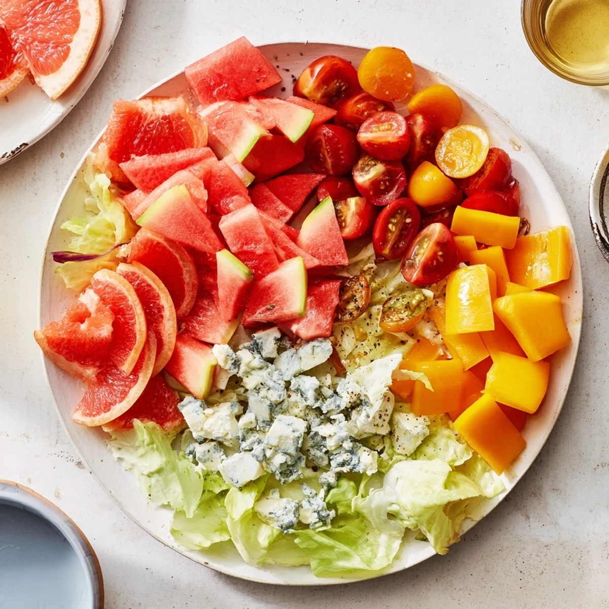 Baby Shower Pastel Palette Salad with fresh berries and creamy blue cheese, a beautiful centerpiece.