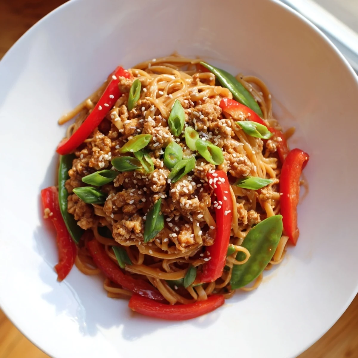 Sesame Hoisin Ground Chicken Pasta