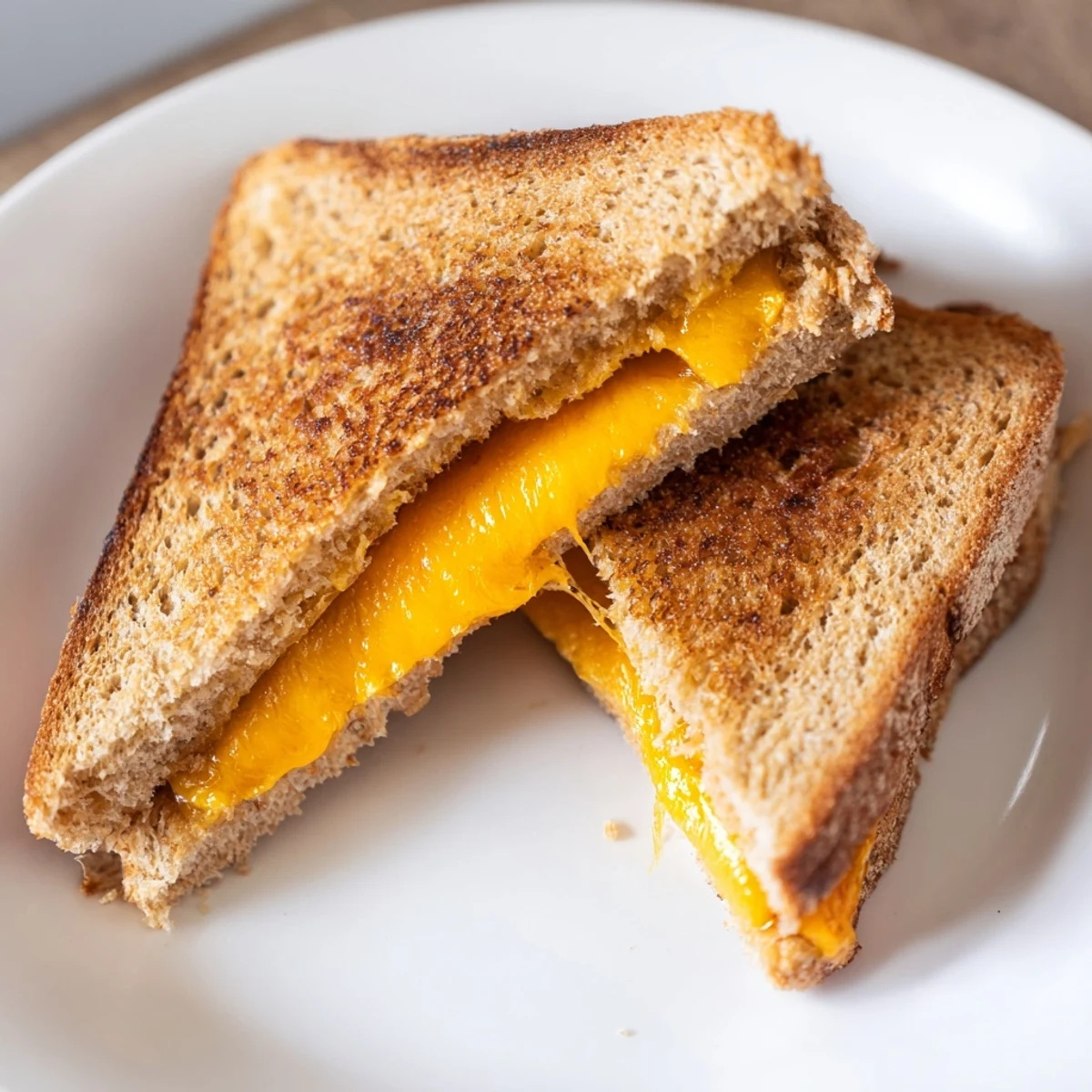 Crispy golden air fryer grilled cheese, with melted cheddar, perfect for a quick lunch.