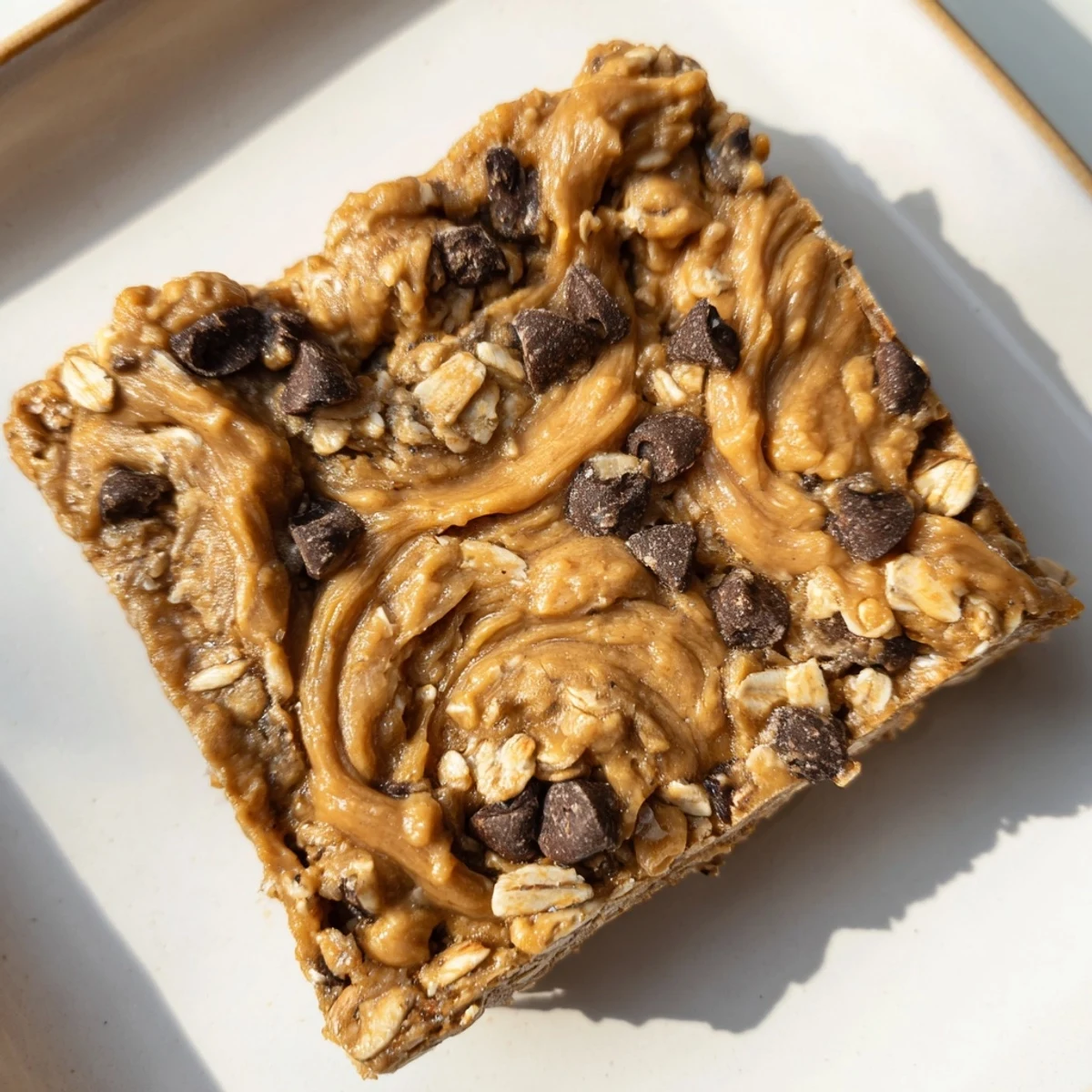 Golden, chewy Peanut Butter Banana Oat Bars, showing a perfect, no-bake energy snack ready to eat.