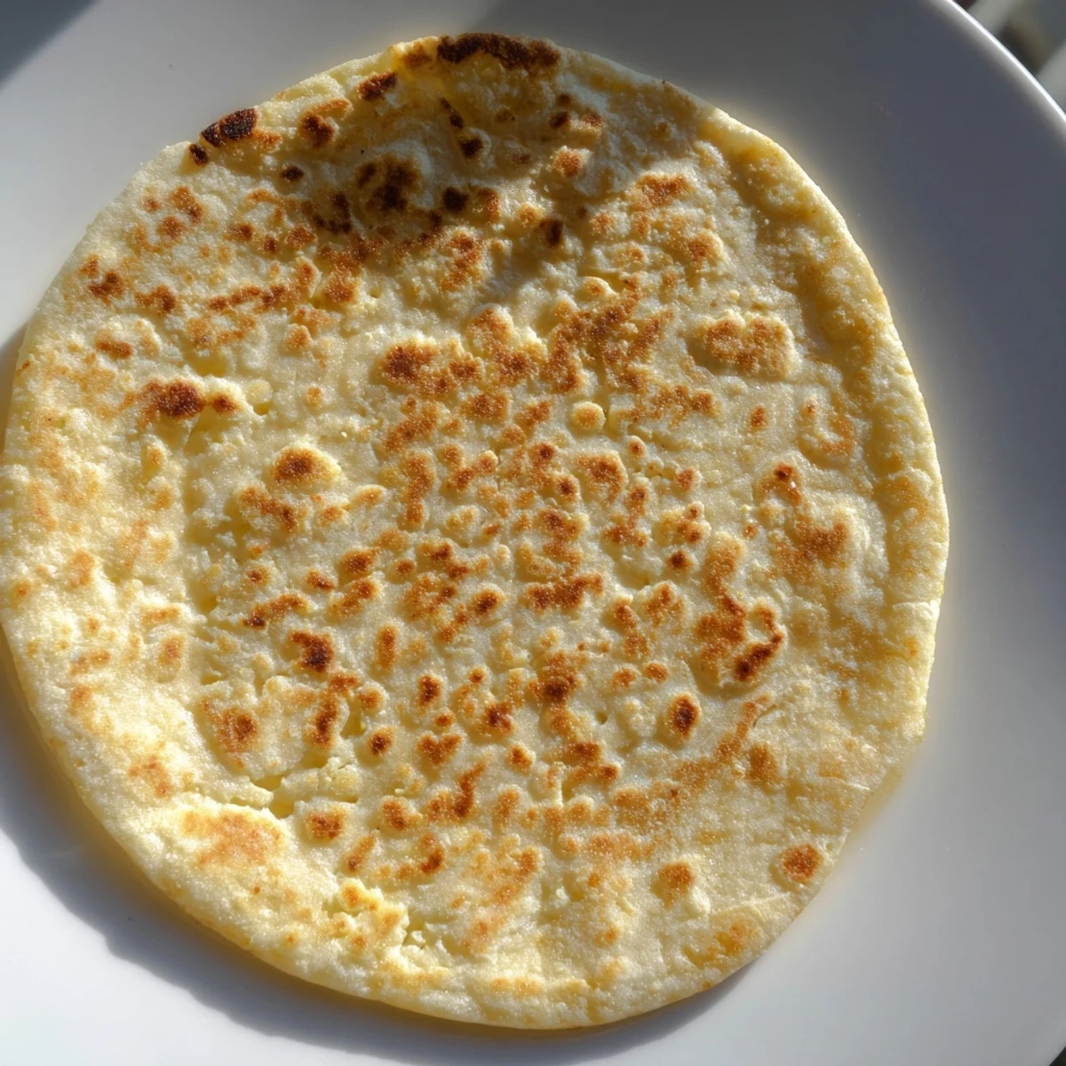 Golden-brown cottage cheese flatbread, pan-fried to perfection, ready to be served warm.