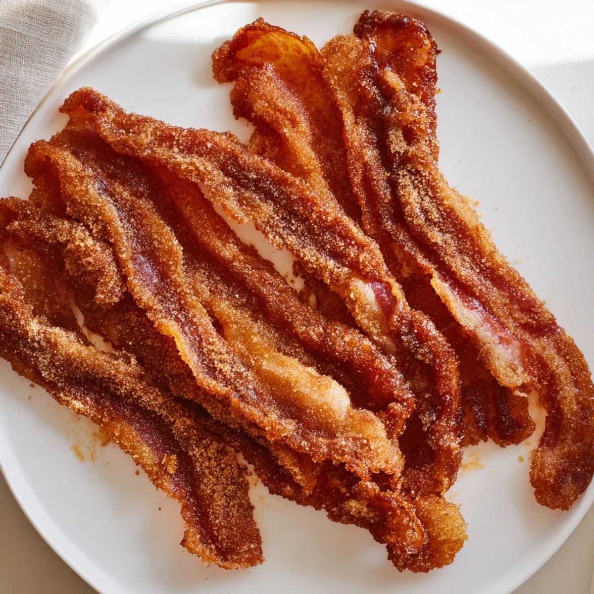 Beautifully twisted Spiced Bacon Twists with a dusting of cinnamon sugar, ideal for brunch.