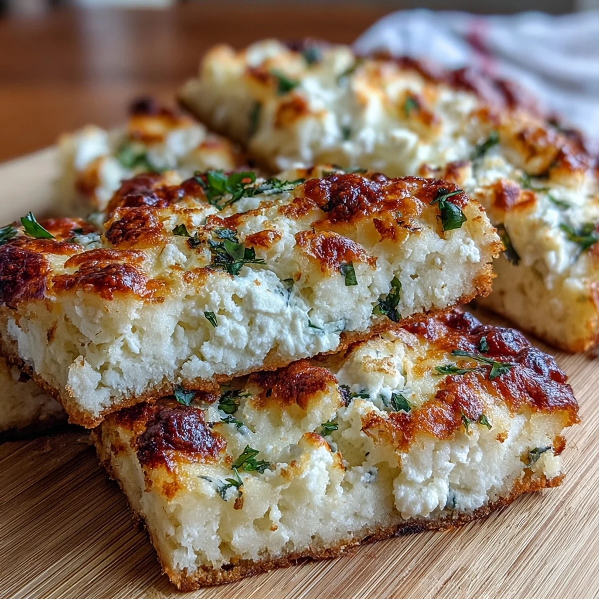 Fluffy Cottage Cheese Flatbread bubbling and golden in a skillet, scented with garlic and fresh herbs for a savory aroma.