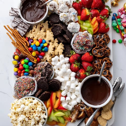 Festive dessert boards showcasing colorful, delicious snacks for sharing at gatherings.  