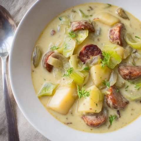 Potato Leek Chorizo Soup