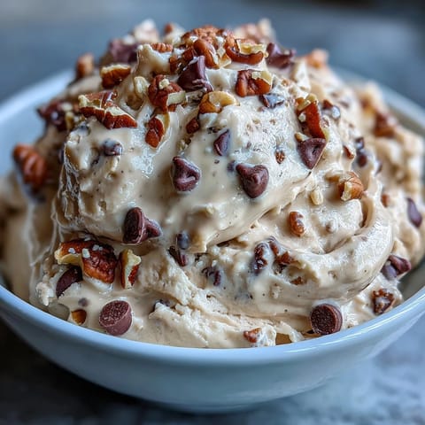 Velvety Greek yogurt mixed with nut butter and oat flour, studded with chocolate chips for a classic cookie dough flavor.  