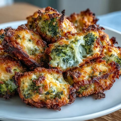 Air-fried broccoli cheddar tots served with ketchup, crunchy outside and soft cheesy inside.  