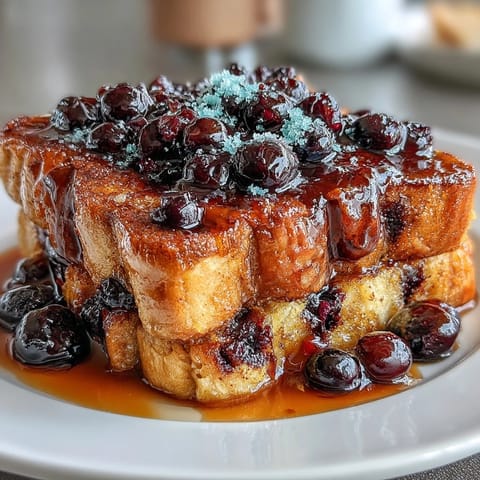 Bright and tangy Lemon Blueberry Sourdough French Toast Bake, perfect for brunch.