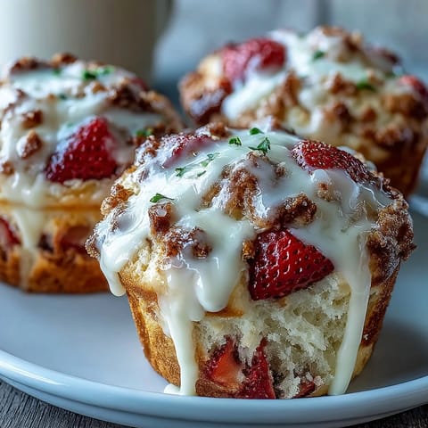 Soft and tender muffins filled with sweet strawberries and creamy yogurt, perfect for a wholesome breakfast or afternoon treat.  