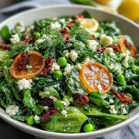 Bright lemon vinaigrette spring salad with radishes and peas in a white serving bowl, showcasing crisp vegetables and vibrant green hues.