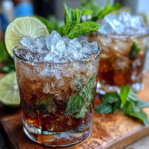 Chilled sparkling mint julep mocktails with lemon slices and vibrant green mint leaves, a refreshing non-alcoholic Southern classic.