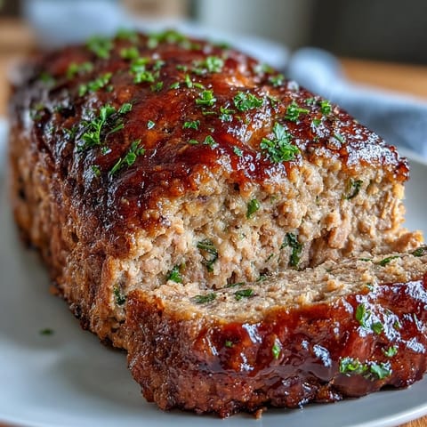 Juicy Bavarian Meatloaf, a comforting German favorite, served with mustard.