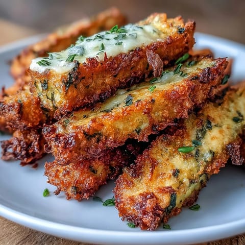 Golden crispy Parmesan zucchini fries baked to perfection, ready for dunking.