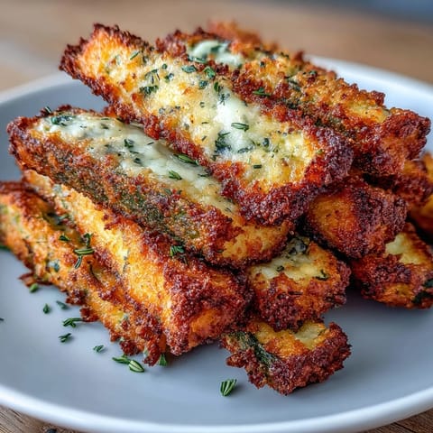Oven-baked Parmesan zucchini fries with a savory herb crust, perfect appetizer.