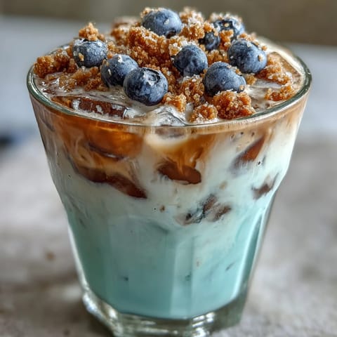 Frothy Blueberry Muffin Cold Foam Iced Coffee, a creamy, bakery-inspired summer beverage.