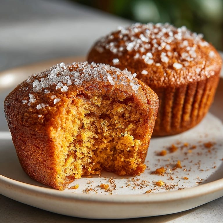 Close-up of fluffy Pumpkin Spice Mochi Muffins, a delicious gluten-free autumn dessert.