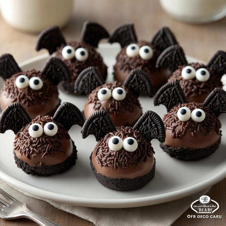 Easy-to-make Oreo &quot;Bat&quot; Truffles chilled to perfection, ready for a spooky treat.