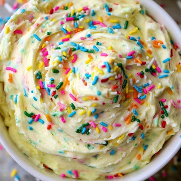 Delicious Funfetti Cake Batter Dip, a no-bake treat that tastes like cake, served chilled.