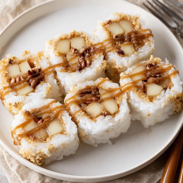 Satisfy your sweet tooth with colorful caramel apple sushi rolls, perfect for sharing!