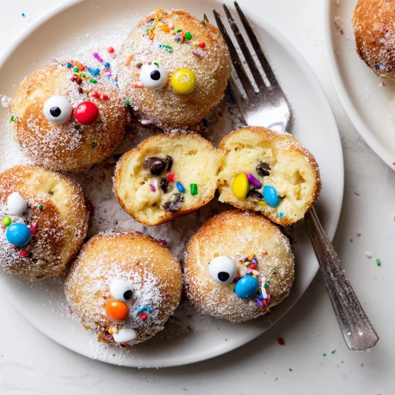 Colorful Cream Cheese Monster Cake Pancake Balls served warm, perfect for breakfast fun.  