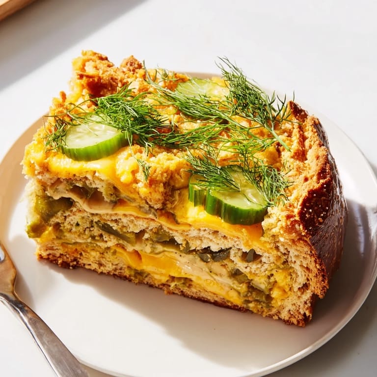 Flavorful Dill Pickle Buffalo Ranch Flaky Pretzel Biscuit Bars drizzled with spicy ranch sauce.