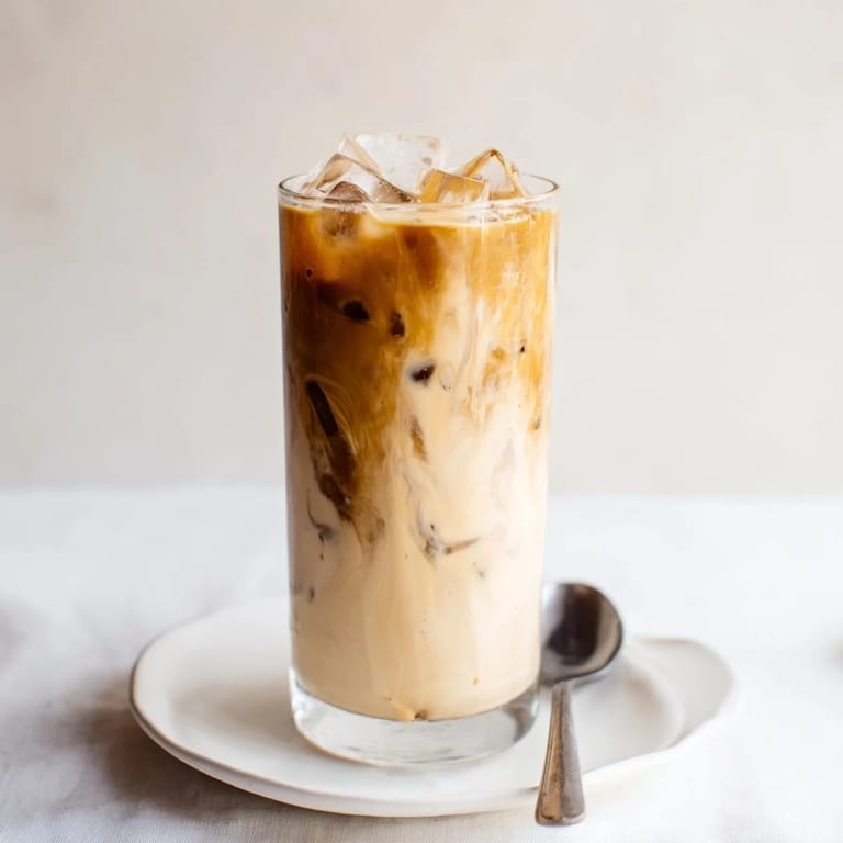Deliciously nutty tahini iced coffee garnished with cocoa, a vegan delight to enjoy.