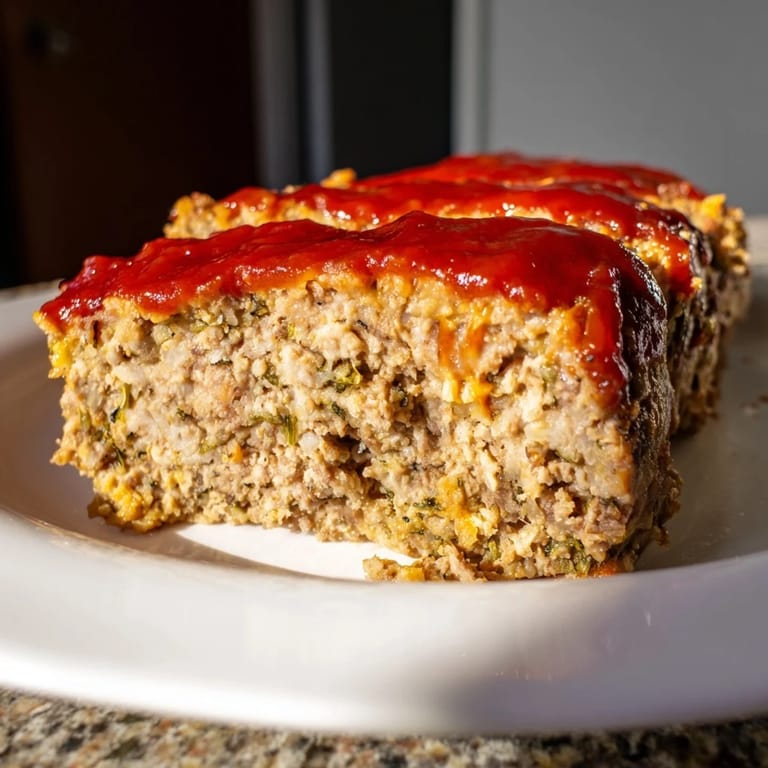 A close-up of the delicious Stove Top Stuffing Meatloaf Hack, cooked to a perfect golden-brown, with steam rising.