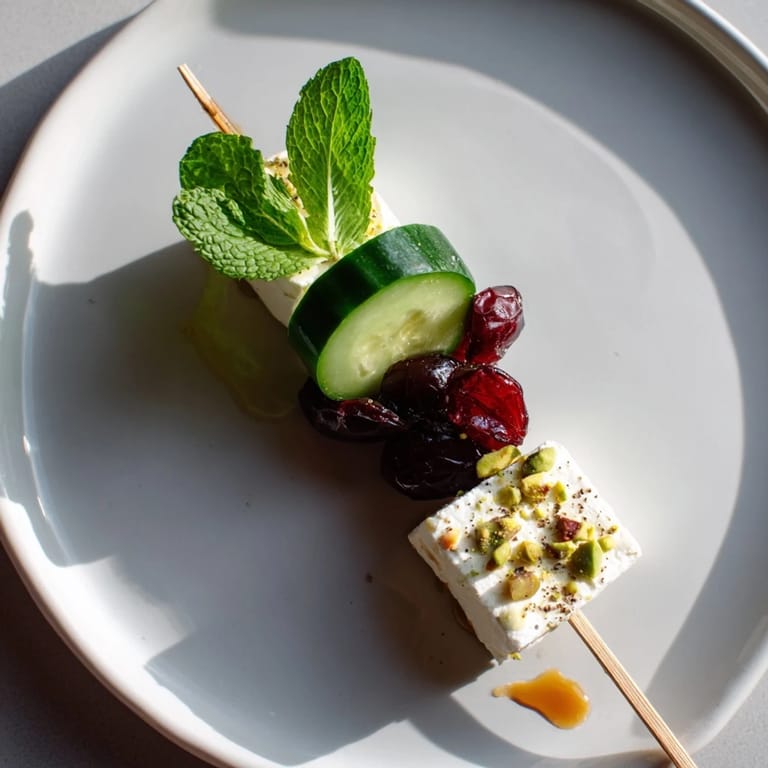 Bright, colorful skewers with feta, cranberries and cucumber: these festive Holiday Cranberry-Feta Skewers are a delicious appetizer.